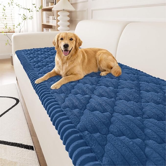 Smiry Couch Cover for Dogs Washable, Non Slip Fuzzy Pet Sofa Protector | Soft Thick Furniture Cover for Sofa, Loveseat and Sectional, Scratch & Pet Hair Resistant (Navy, 27.6" x 70.9") by Smiry