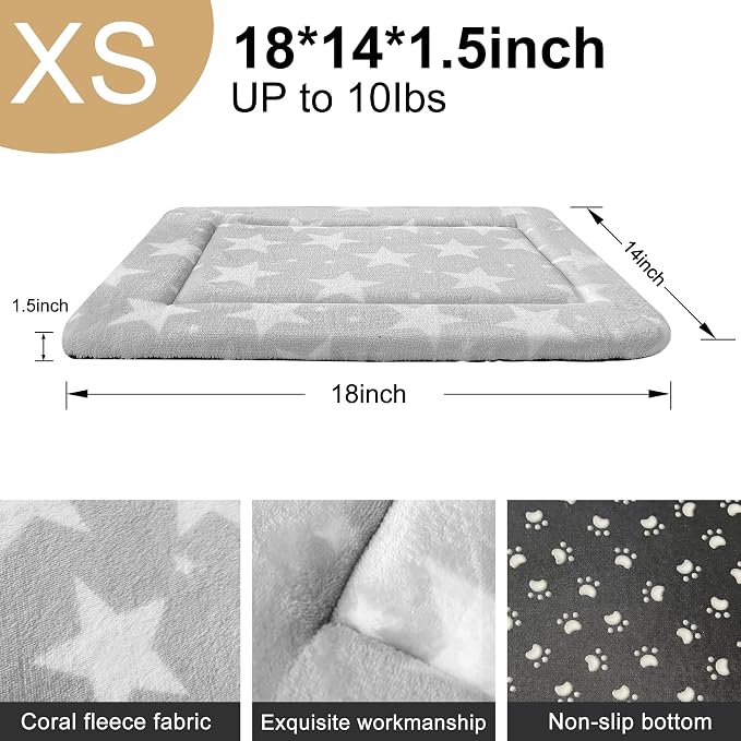 Dog Bed Mat – Soft & Comfortable Dog Kennel Pad for Crate – Durable Crate Bed & Mat for Dogs & Cats – Ideal for Crate, Kennel, and Home Use (Big&Little Stars Grey, XS(18"*14"*1.5")) - Image 4