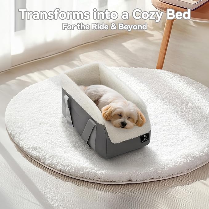 Center Console Dog Car Seat for Small Dogs Under 12 lbs – Secure Booster Seat with Safety Tether, Fits Most Cars & SUVs, Soft Washable Cushion, Portable Carrier Ideal for Pet Travel - Image 7