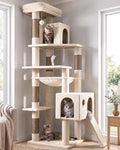 Globlazer Heavy Duty Cat Tree Tower, 70inch Sturdy Cat Tree for Indoor Cats Sturdy Large Cat Tower with Scratching Post and Scratching Board, Hammock, Cat Condo for Adult Cats Kittens, F70 Pro, Beige by Globlazer