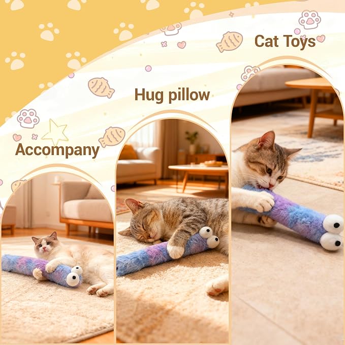 Cat Toys Pillows 3 Pack, Large 13” Cat Kicker Toys with Catnip Inside, Durable Interactive Cat Toys for Indoor Cats, Soft Kick Sticks for Exercise & Play - Image 5