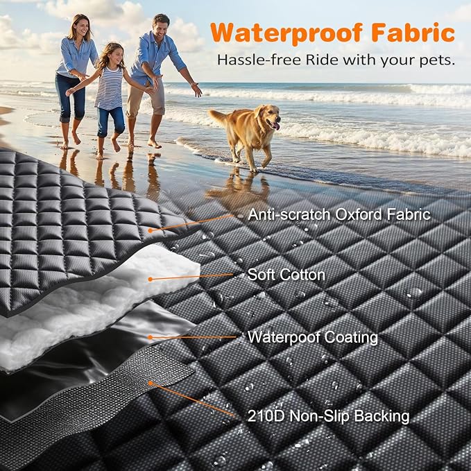 URPOWER 4 in 1 Dog Car Seat Cover for Back Seat, Waterproof Hammock | Mesh Window, Side Flaps, 600D Oxford, Scratch Resistant, Non-Slip, Easy Install, Machine Washable, Dog Seat Belt Included - Image 7