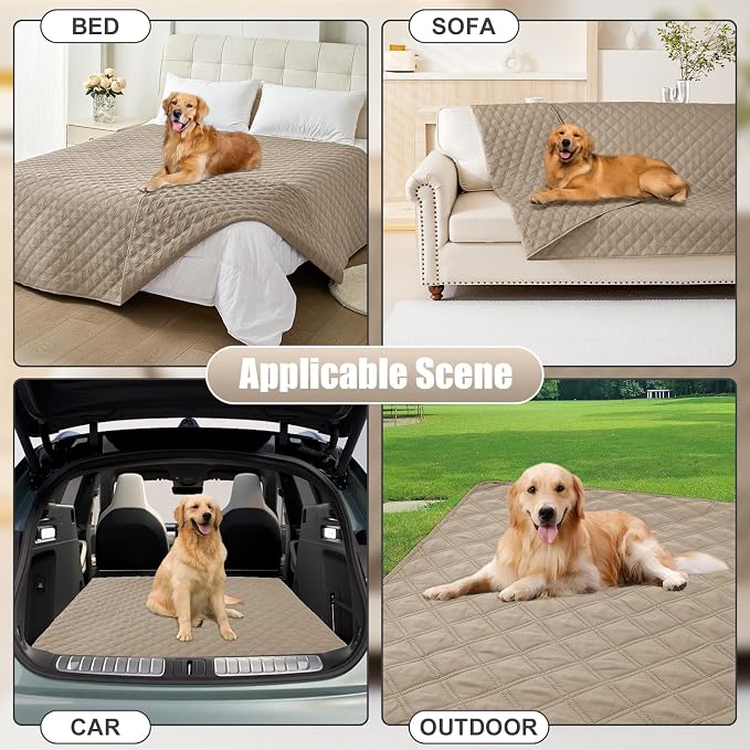 Smiry Waterproof Reversible Pet Couch Covers for Dogs | Pet Friendly, Soft Fabric, Washable Sofa Furniture Protector for Dogs Cat Kids, Checkered (40"x80", Taupe/Taupe) - Image 7