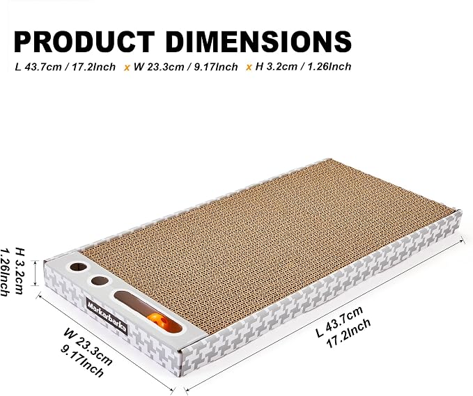 Cat Scratching Board 3 Pack – Reversible Cardboard Scratcher for Indoor Cats, Wide Boxed Scratch Pads with Bell Ball, Durable Corrugated scratchers as Furniture Protector - Image 3