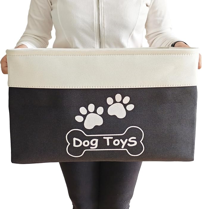 Large Dog Toy Basket Foldable Dog Toy Box Dog Toy Bin for Dog Chew Toys Accessories by CpakOwlgoo