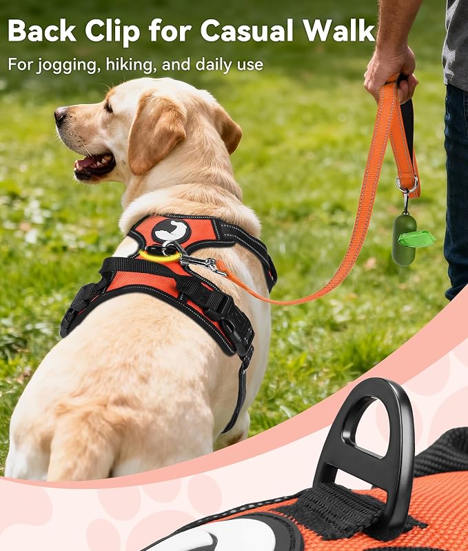 Joytale No Pull Dog Harness for Small Dogs, Front Clip, Orange | Grab Handle for Instant Control, Padded & Adjustable Vest, Sturdy Metal D-Rings, for Safe Training & Daily Walking - Image 4