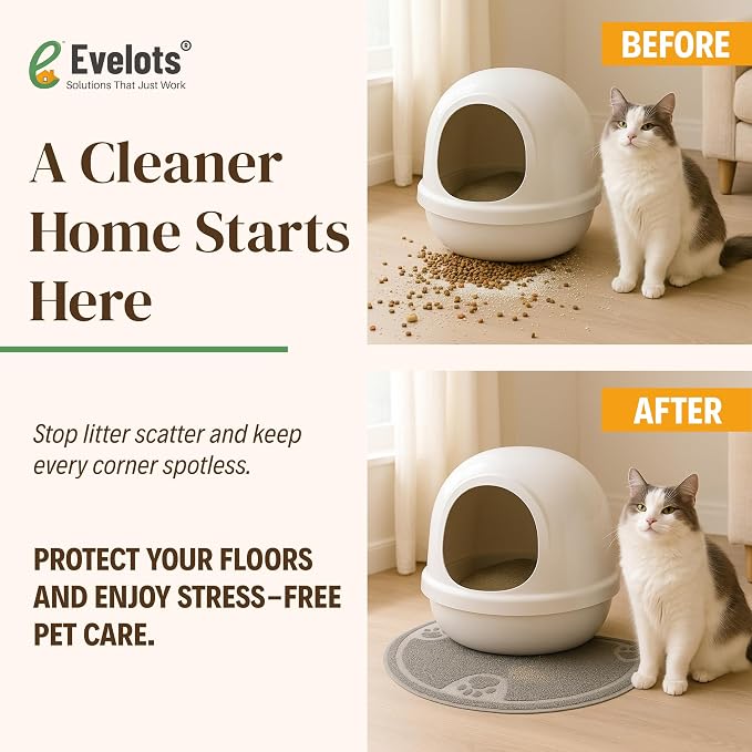 Evelots Small Cat Litter Trap Mat, Waterproof, Non-Slip, Washable, Gray | Soft absorbent mat traps litter and mess, protects floors from urine and moisture, stays in place and is machine washable. - Image 5