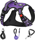 NESTROAD No Pull Dog Harness,Adjustable Oxford Dog Vest Harness with Leash,Reflective No-Choke Pet Harness with Easy Control Soft Handle for Large Dogs(Large,Purple) by NESTROAD