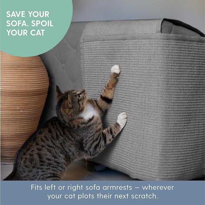 The Cat Ladies Cat Scratch Furniture Protector - 2-in-1 Side Anti Scratch Couch Protector - Adjustable Furniture Protectors from Cats Scratching - Sisal Couch Corner Guard Scratcher - Grey - Image 2