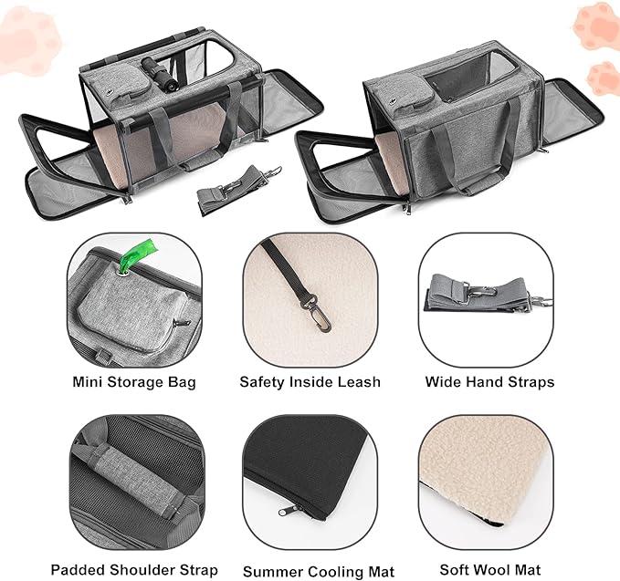 GAPZER Pet Carrier for Large Cats up to 20lbs Soft-Sided Privacy Protection | Pet Crate for Medium to Big Kitten Small Puppy Transport, Washable Dog Cloth Carry Bag Home Outdoor Car Travel, Vet Visits - Image 4
