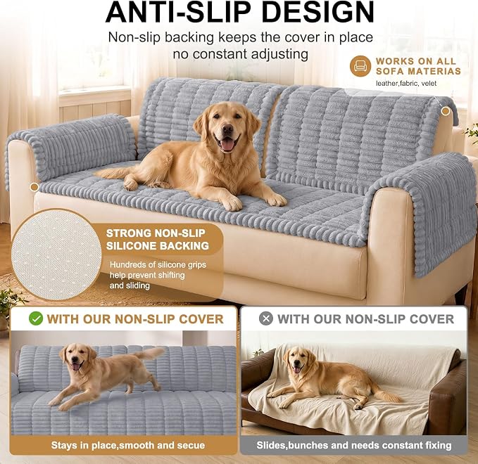 Smiry Couch Cover for Dogs, Non Slip Washable Sofa Protector for Pets | Soft Furniture Cover for Leather & Fabric Couches, Cozy Protect Against Fur, Dirt & Messes, Pet Friendly, 35.4"x35.4" - Image 10
