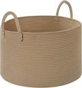 67L Large Woven Blanket Basket, Cotton Rope Baby Laundry Hamper with Handles, Kids Toy Basket for Classroom & Nursery, Soft Round Stuffed Animal Storage, Dog Toy Bin - 20"x13", Brown by Degeyoyo