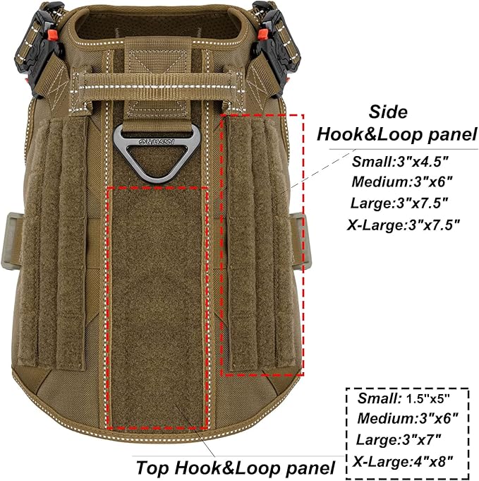 ICEFANG Tactical Dog Harness,X-Large Size, 2X Metal Buckle,Working Dog MOLLE Vest with Handle,No Pulling Front Leash Clip,Hook and Loop Panel - Image 3