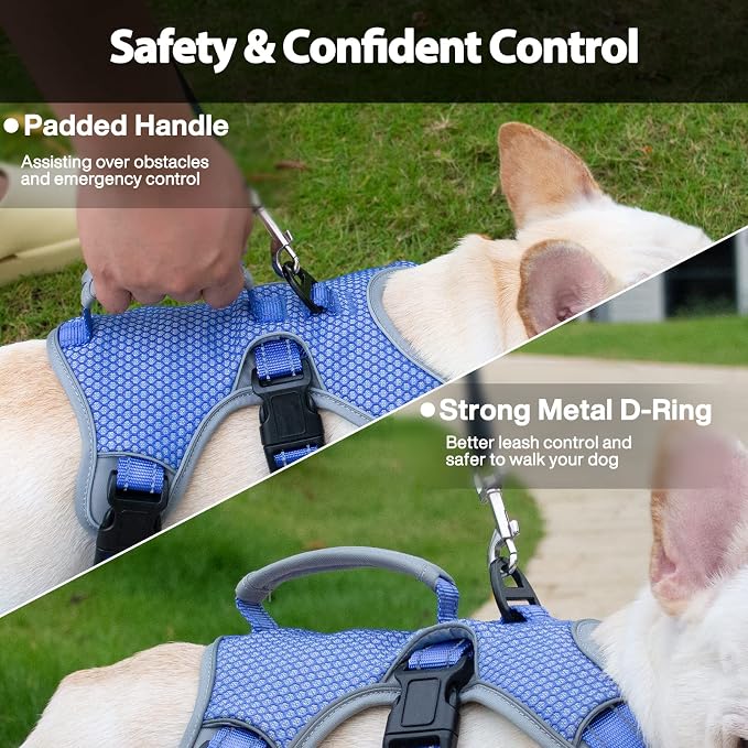 Escape Proof Dog Harness, Dachshund Harness, Reflective Dog Harness with Handle, Durable,Adjustable Vest for Small Medium Large Dogs Walking, Training, and Running Gear (Technicolor Blue,L) - Image 4