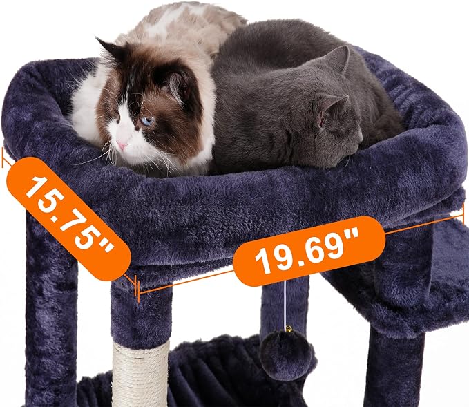 Heybly Cat Tree for Large Cats 20 lbs, 69 inches Cat Tower HCT031G | Heavy Duty Cat Condo for Indoor Cats, Multi-Level Furniture with Big Padded Plush Perch, Cozy Basket, Smoky Gray - Image 4