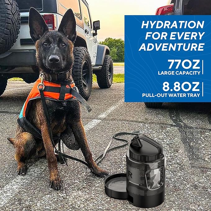 lesotc Portable Dog Travel Water Bottle, 77oz Large Travel Water Bowl for Dogs Camping Hiking Beach Hunting Essentials, Big Pet Bottles Bowl Water Dispenser for On The Go Park Car Walking Accessories - Image 5