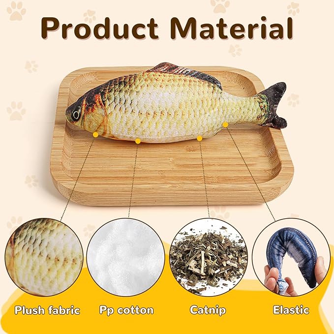 Catnip Toys 5 Pack - Simulation Fish Shape Realistic Fluffy Catnip Doll Interactive Pets Pillow Chew Bite Supplies for Cat Kitten Kitty - Image 2