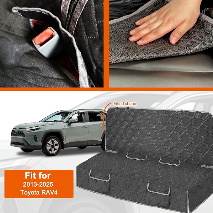 Dog Car Seat Cover for 2013-2025 Toyota RAV4 | Waterproof Pet Bench Seat Cover for Back Seat, 600D Heavy Duty Scratch Proof Nonslip Truck Seat Covers for Dogs - Image 2