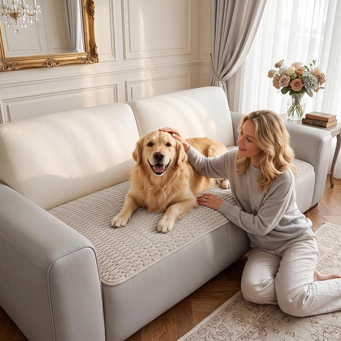 Foxdecor Couch Cover for Dogs Sofa Covers Non Slip Couch Pad Pet Friendly | Pet Couch Covers Washable Sofa Protector, Furniture Cover Couch Seat Protector for Living Room, Brown 58x82 Inch - Image 2