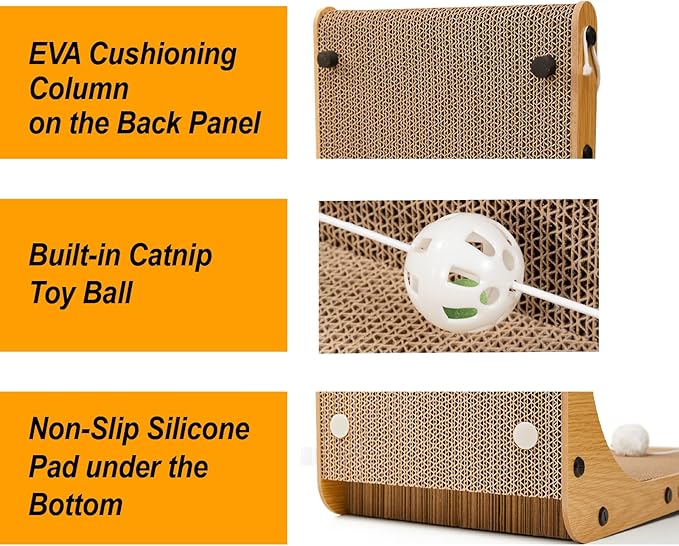 Value 2-Pack 26.8 Inch Cat Scratching Post, Premium High Density Cardboard Cat Scratcher for Multi-Cat Homes, Reinforced Durable Scratching Pad with Catnip Toy Ball for Indoor Cats - Image 5
