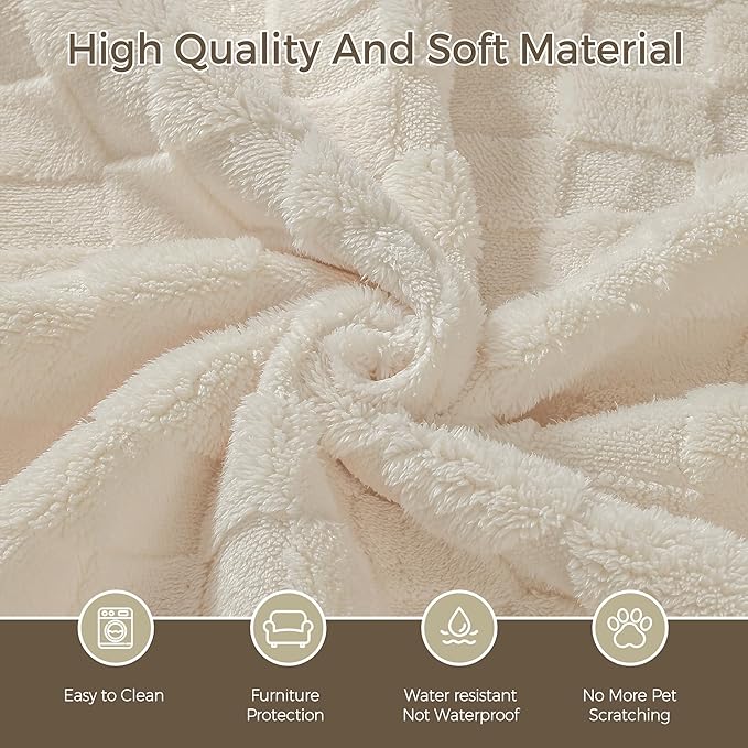 Foxdecor Couch Cover for Dogs Sofa Covers Non Slip Couch Pad Pet Friendly | Pet Couch Covers Washable Sofa Protector, Furniture Cover Couch Seat Protector for Living Room, Cream White 30x70 Inch - Image 3