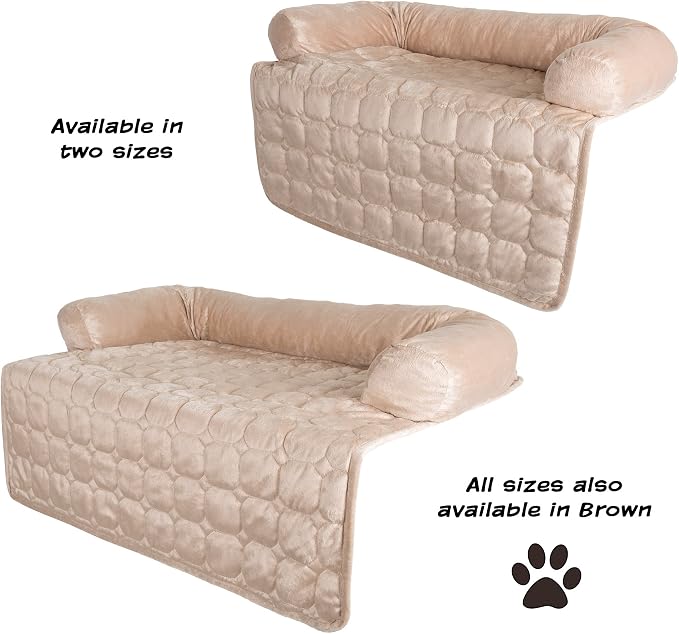 Couch Cover for Dogs – 30x30.5 Pet Furniture Protector with Memory Foam Bolster, Quilted Fabric, Non-Slip Water-Resistant Base by PETMAKER (Beige) - Image 5