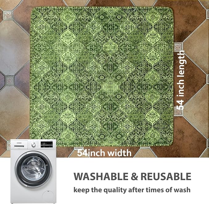 nunubaby Washable Pee Pads for Dogs, Stylish, Non-Slip and Leak-Proof Pee Pads. Reusable Potty Pads for Dogs for Crates and Floors.(Green/Multi,54" x54" ) - Image 4