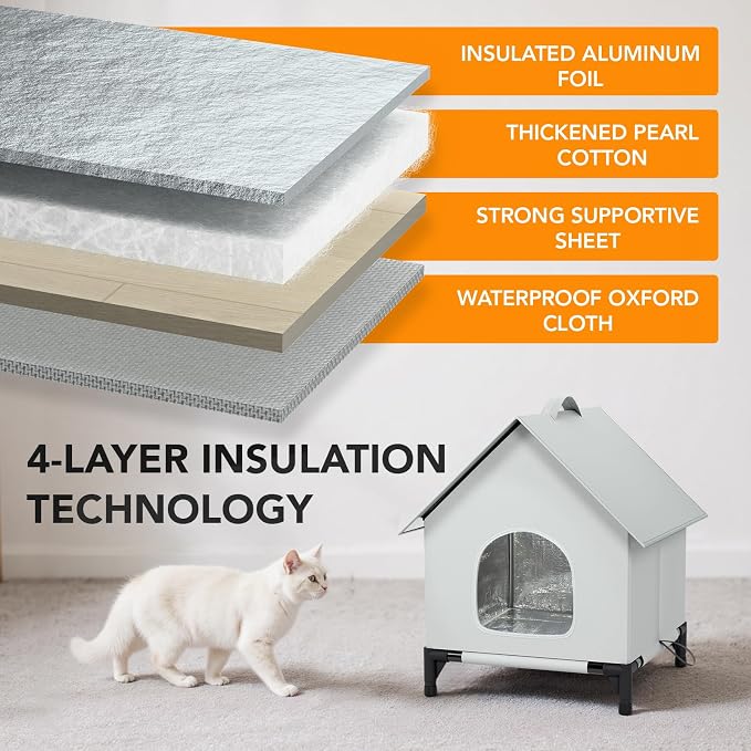 Large Cat House for Outside&Indoor,Insulated and Weatherproof,Foldable Cats Shelter, Bigger Cat House, Selfwarming Cat Shelter Large Cave Bed for Winter,Garden(22 x 22 x 26 inch,XL,Normal) - Image 3