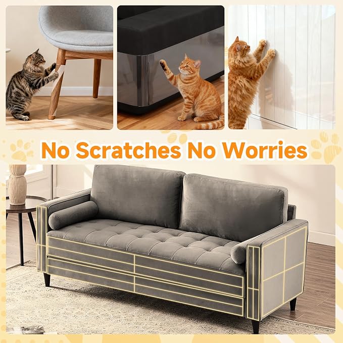Anti Cat Scratch Furniture Protector Clear Furniture Protectors from Cats Scratching Large Size 197''x 12''for Sofas Chairs Leather Couch Protector from Cat Claws for Doors Cat Scratch Deterrent Tape - Image 8