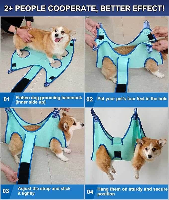 Kkiimatt Dog Grooming Hammock, XXS Dog Hanging Harness Holder for Nail Clipping,Nail Trimming Hammock, Grooming Sling Hanger Restraint Bag with Wide Strap Sewed - Image 4