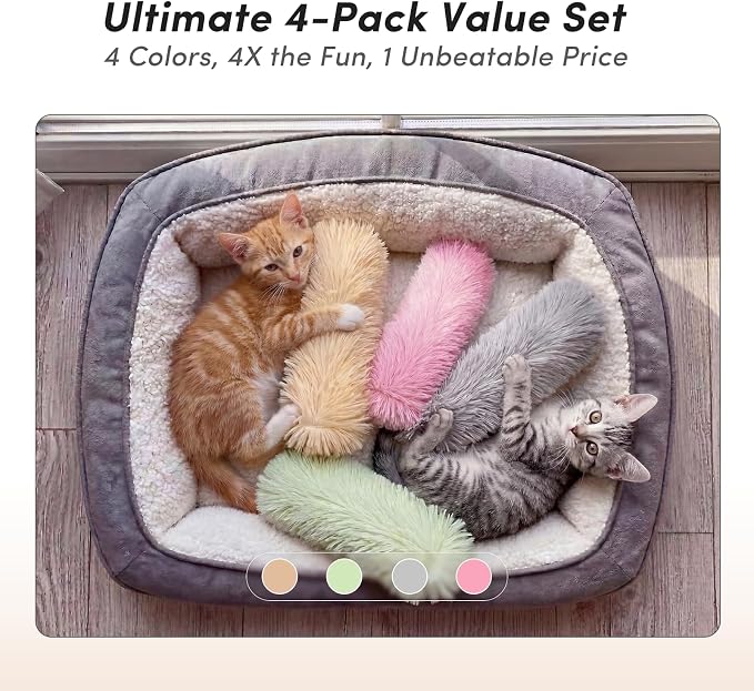 Catnip Cat Toys 4 Pack, Soft Cat Pillow Kicker Toys with Crinkle Sound, Interactive Cat Plush Toys for Indoor Cats and Kittens - Image 7