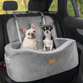 BLVRYVIO Large Dog Car Seat for Medium Sized Dogs Under 55lbs or 2 Smalls | Double Pet Booster Dog Seat for Car with 4" Memory Foam for Back Seat, Triple Safety Belts, Storage Pockets, Washable, Gray by BLVRYVIO