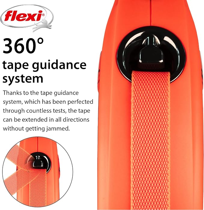 FLEXI® Xtreme Tape Retractable Dog Leash, Large, 16 ft - Orange/Black | German engineered, original flexi leash, durable quality for dogs up to 143 lbs, tangle-free, walking, reliable brake system - Image 4