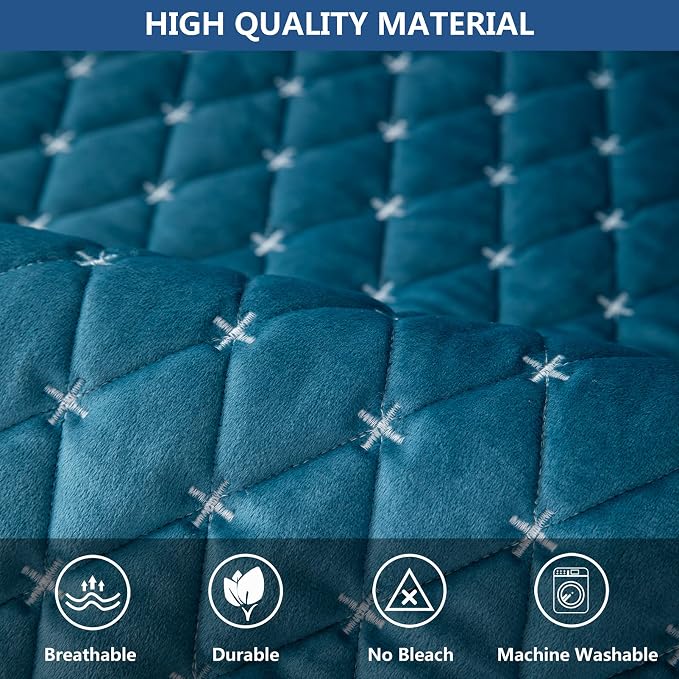 Eismodra Couch Cover,Sectional Couch Covers,Sofa Covers for 3 Cushion Couch,Anti-Slip Sofa Slipcovers for Dogs Cats Kids Loveseat Recliner L Shaped Armrest Backrest,Blue 36''x82''(Only 1 Piece) - Image 3