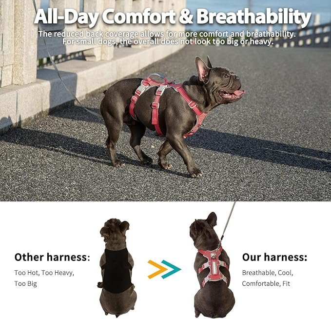 No Escape Dog Harness, Escape Proof Harness, Fully Reflective Harness with Padded Handle, Breathable, Durable, Adjustable Vest for Small Dogs Walking,Training,and Running Gear(Red,S) - Image 5
