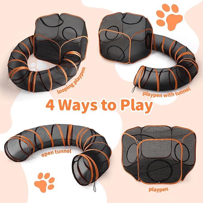 Outdoor Cat Enclosure with Circle Tunnel for Kitten Kitty Run - Portable Cat Playpen Tent Outdoor Indoor Pet Tent for Outside Small Animals - Image 3