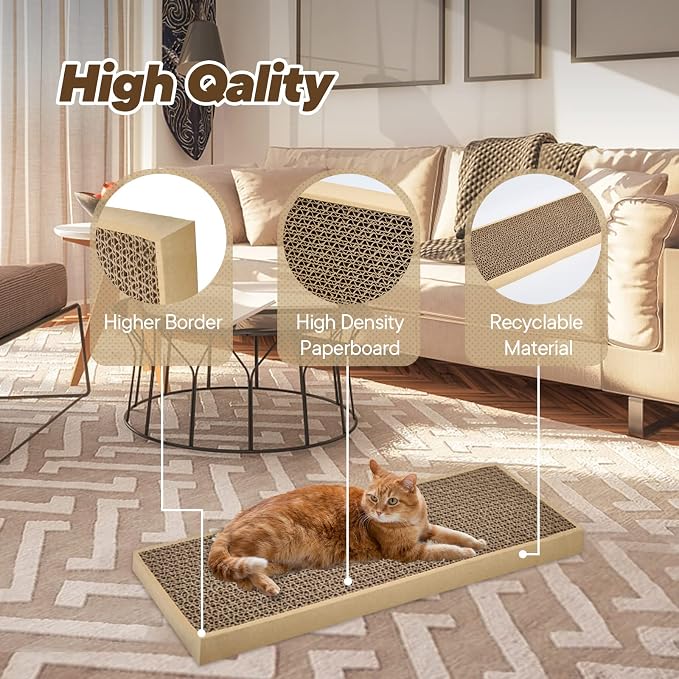 HappyFreeSX Splicing Cat Scratch Pad: Cat Scratchers for Indoor Cats, Cat Scratching Pad, Cat Scratcher Cardboard, Cat Scratching Pad, Premium Scratch from Cats, Double-Sided Design - Image 5