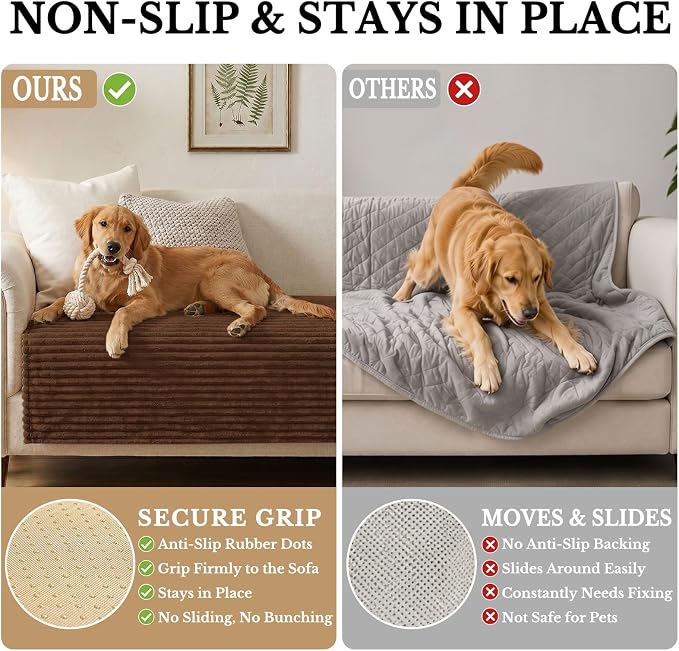 Smiry Waterproof Couch Cover for Dogs, Washable Non Slip Plush Protector | Waterproof Protection, Plush Flannel, Non Slip Backing, Pet Hair & Scratch Protection, Soft Cover (36" x 47") - Image 3