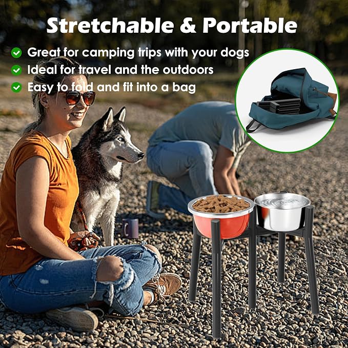 Raised Dog Bowl Stand for Large Dogs, Adjustable Width 7-10.6, 13.7 inch Tall Dog Food Water Stand,Bowl Not Include - Image 6