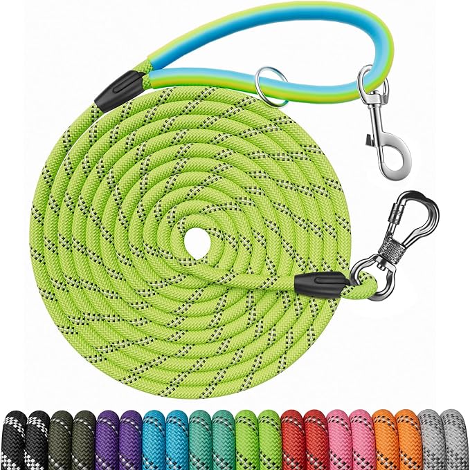 NTR Long Leash for Dog Training, 50FT Rope Lead with with 2 Swivel Hooks and Comfortable Padded Handle for Dog Leash for Small Medium and Large Dogs Walking Training Hiking Camping Playing by NTR