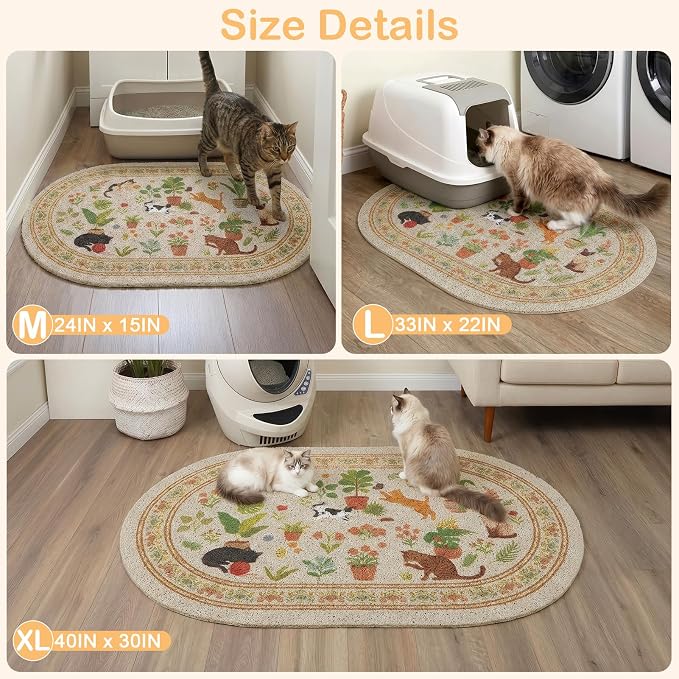 Bienbee Cat Litter Mat, 33" x 22" Dense Trapping Mesh for Litter Boxes | Litter Box Mat with PVC Mesh, Waterproof &Urineproof, Non-Slip Grip, Soft On Kitty Paws and Easy to Clean to Protect Floor - Image 7