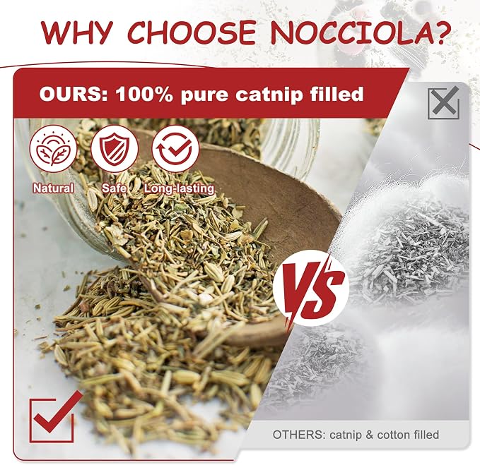 Nocciola 3 Pack Catnip Toys for Cats, Funny Cat Toys Filled with 100% Pure Organic Catnip, Safe Kitten Teething Chew and Kicker Toys, Stress Relieving Fun for Indoor Cats,Red - Image 2