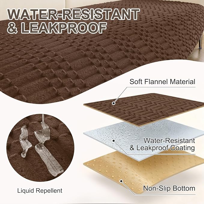 Smiry Waterproof Couch Covers for Dogs Washable, Non Slip Pet Sofa Cover | Plush Scratch Resistant Flannel Furniture Protector for Dogs, Chocolate, 36" x 47" - Image 3