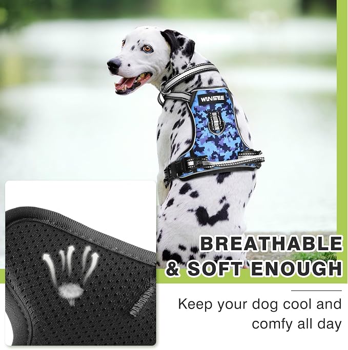 Dog Harness No Pull, Pet Harnesses with Dog Collar, Adjustable Reflective Oxford Outdoor Vest, Front/Back Leash Clips for Small, Medium, Large, Extra Large Dogs, Easy Control Handle for Walking - Image 8