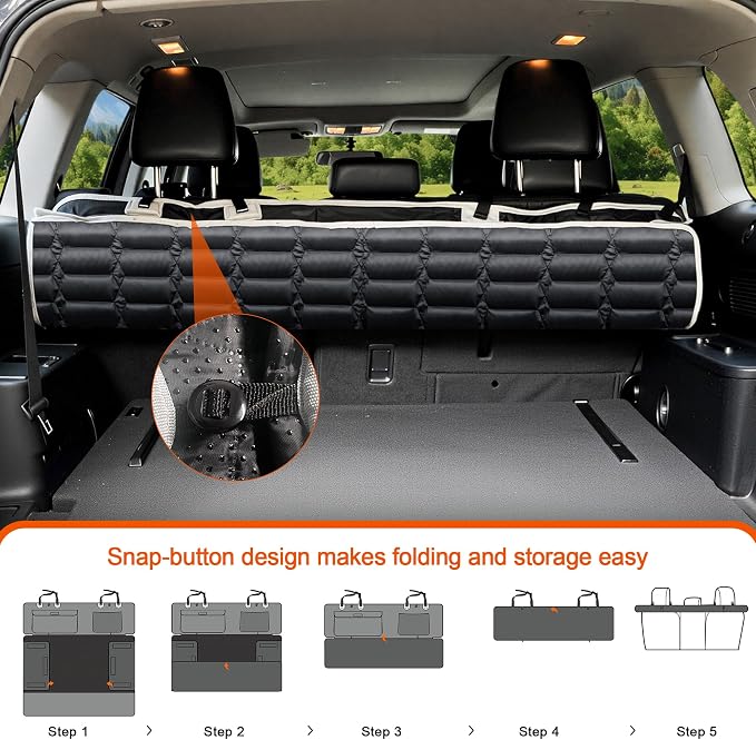 SUV Cargo Liner for Dogs, Waterproof Dog Trunk Cover with Bumper Flap | Large Pet Cargo Cover with Side Flaps& Pocket ,Dog Seat Cover with Non-Slip Mat Protect seats from Scratches, Pet hair &Dirt - Image 6
