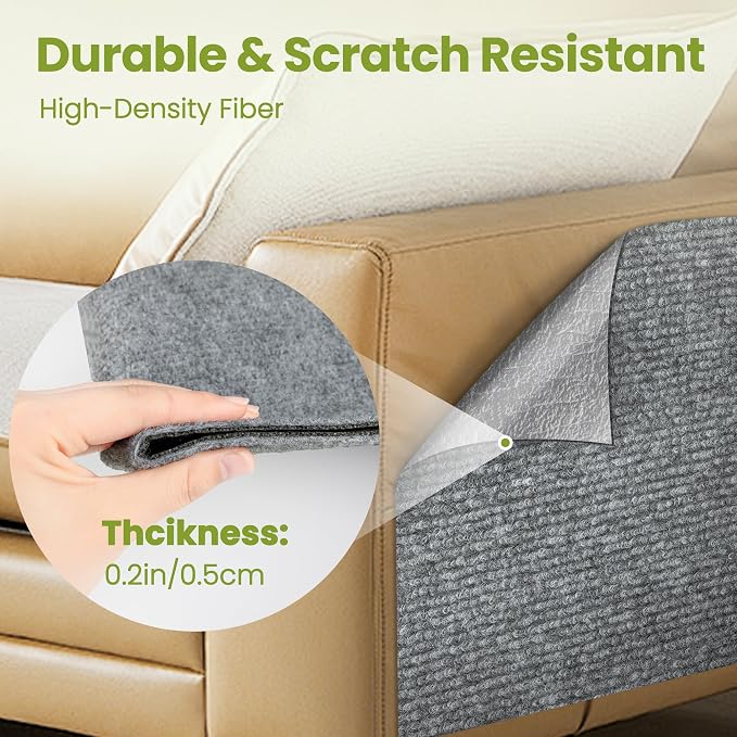 Cat Scratch Couch Furniture Protector, 78.7" x 15.8" Cat Scratcher Pad | Deterrent from Cats Claw Scratching, DIY Sisal Carpet Cat Proof Couch Cover Replacement for Indoor Sofa Wall Door, Light Grey - Image 3