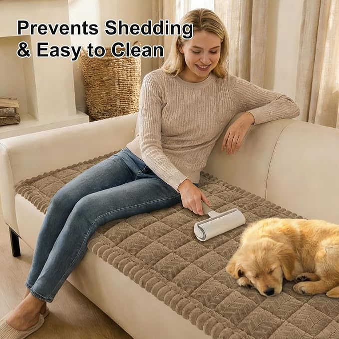 Smiry Couch Cover for Dogs, Non Slip Fuzzy Pet Sofa Arm Covers Washable | Sofa Slipcovers for Armrest & Backrest, Soft Thick Furniture Protector for Cats Dogs, Against Fur, Dirt (35.4"x35.4") - Image 4