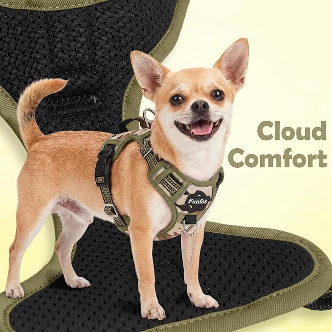 Dog Harness No Pull, Adjustable Pet Vest Harness, Super Soft Material with Vertical Handle Easy Control, Reflective Night Walking, 2 Leash Clips for Large Dogs, Camo Green, L - Image 6