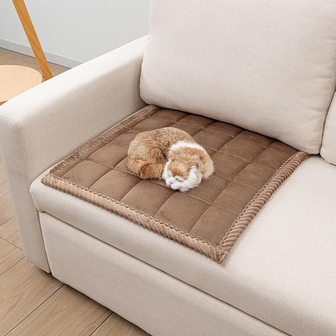 Couch Cover for Dogs Washable Pet Bed Fuzzy Pet Couch Covers Nonslip Couch Slipcover for Dogs, Kids, Pets Friendly Sofa Cover Loveseat Covers (Brown, 21''x21''/Square) - Image 3