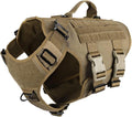 ICEFANG No Pull Tactical Dog Harness for X-Large Dogs,Adjustable Dog Vest | Control Handle,MOLLE Panel,Front Hook,3 Leash Clips,Soft Padded,for walking training,Brown,X-Large by ICEFANGDIRECT